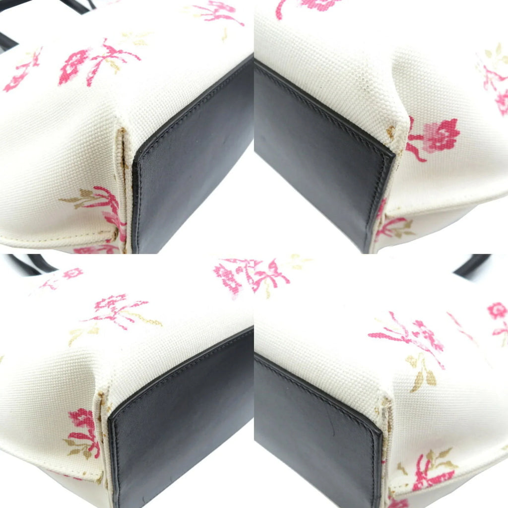 (Good) Pink Tote Loewe Pre-Owned Leather Bag Canvas White Black