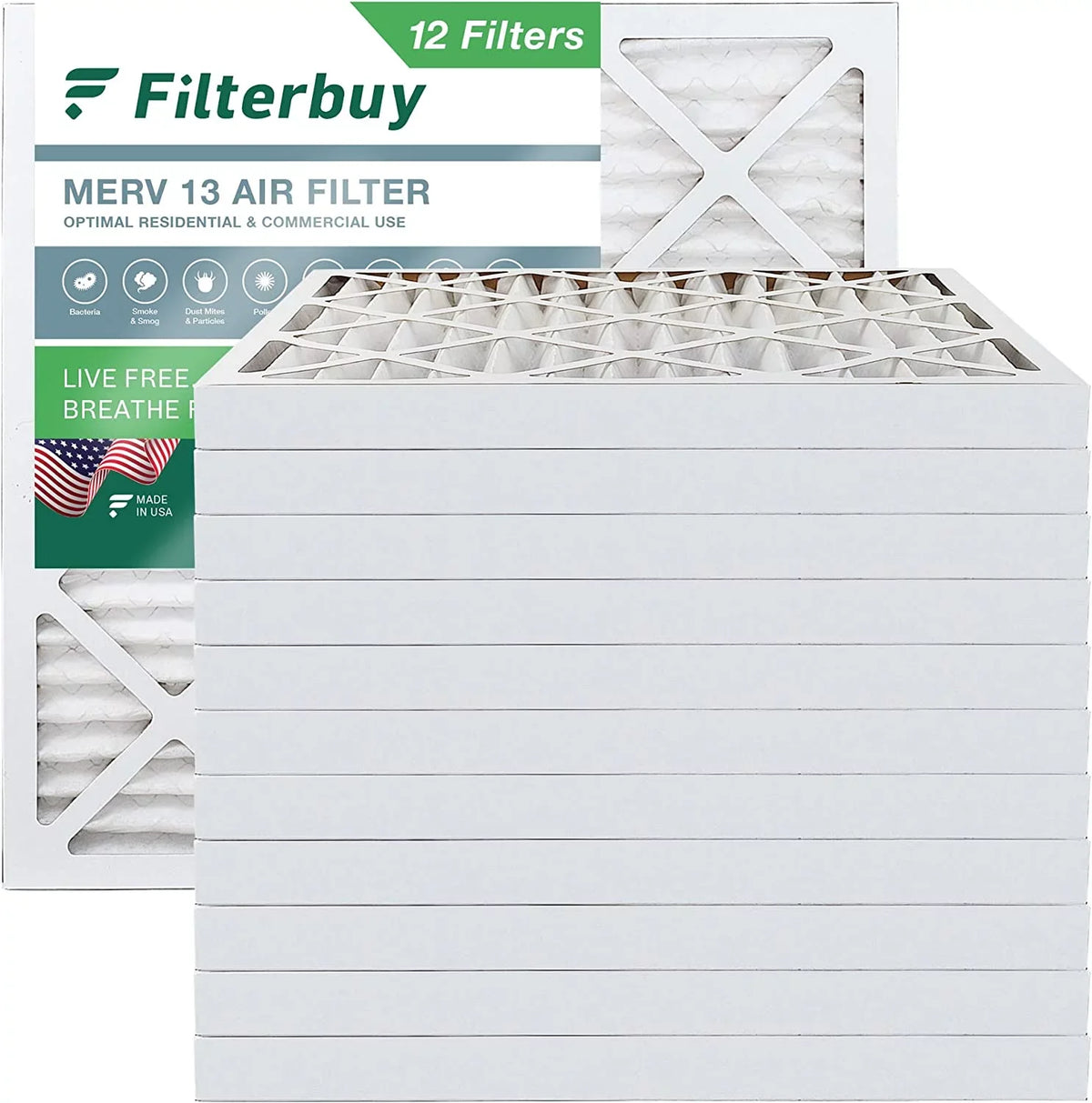(12-Pack) HVAC MERV 20x20x2 Pleated Furnace Filterbuy Filters Air 13 AC