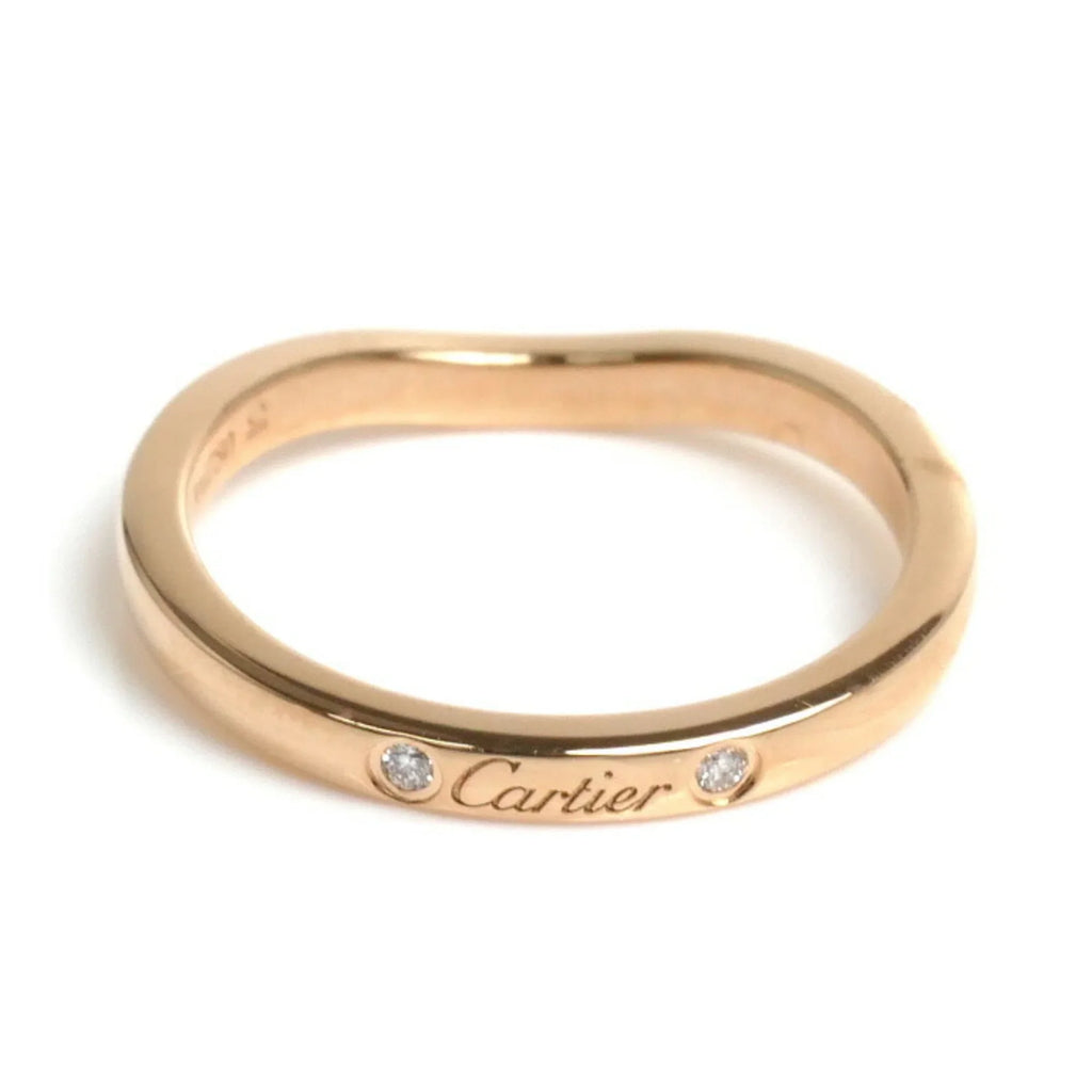 3PD dimension 49 K18PG B4098649 9 Pre-Owned Ballerina Women's 2.4g Wedding Diamond Gold CARTIER (Good) Pink Curve Ring