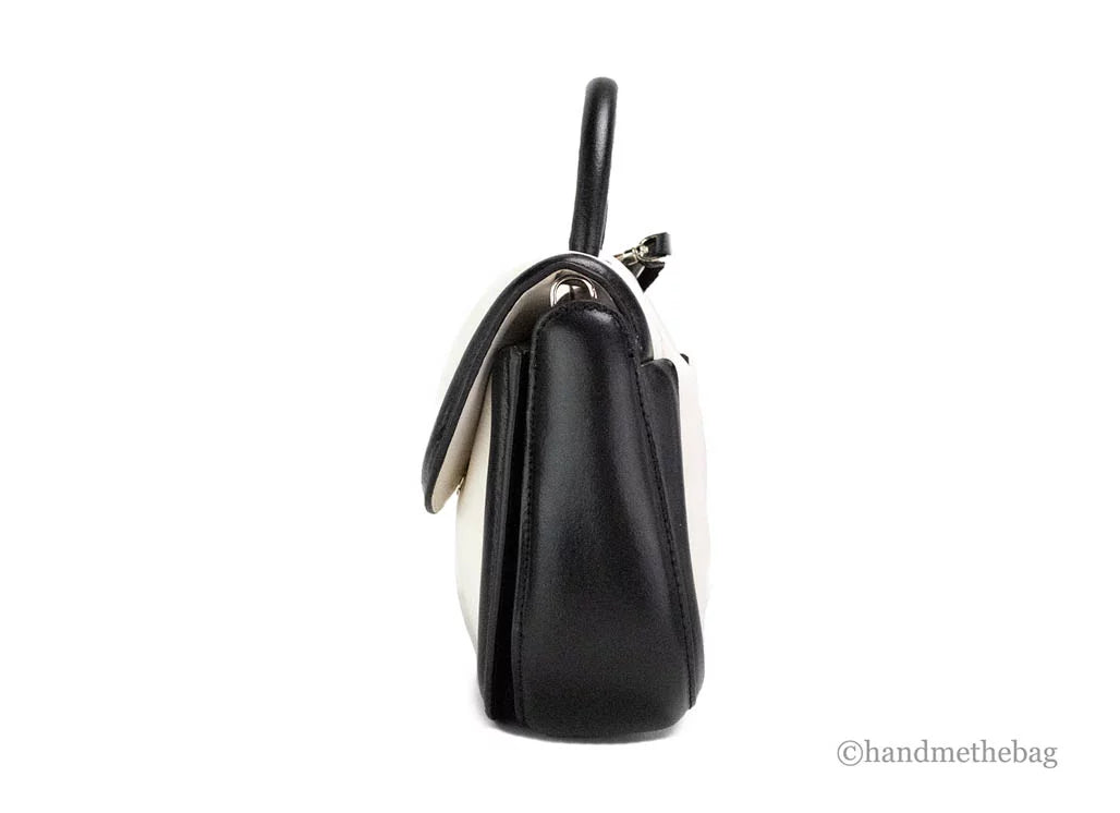 Kate Flap Black Top Leather Spade Handle Colorblock Puffy Bag Purse Crossbody