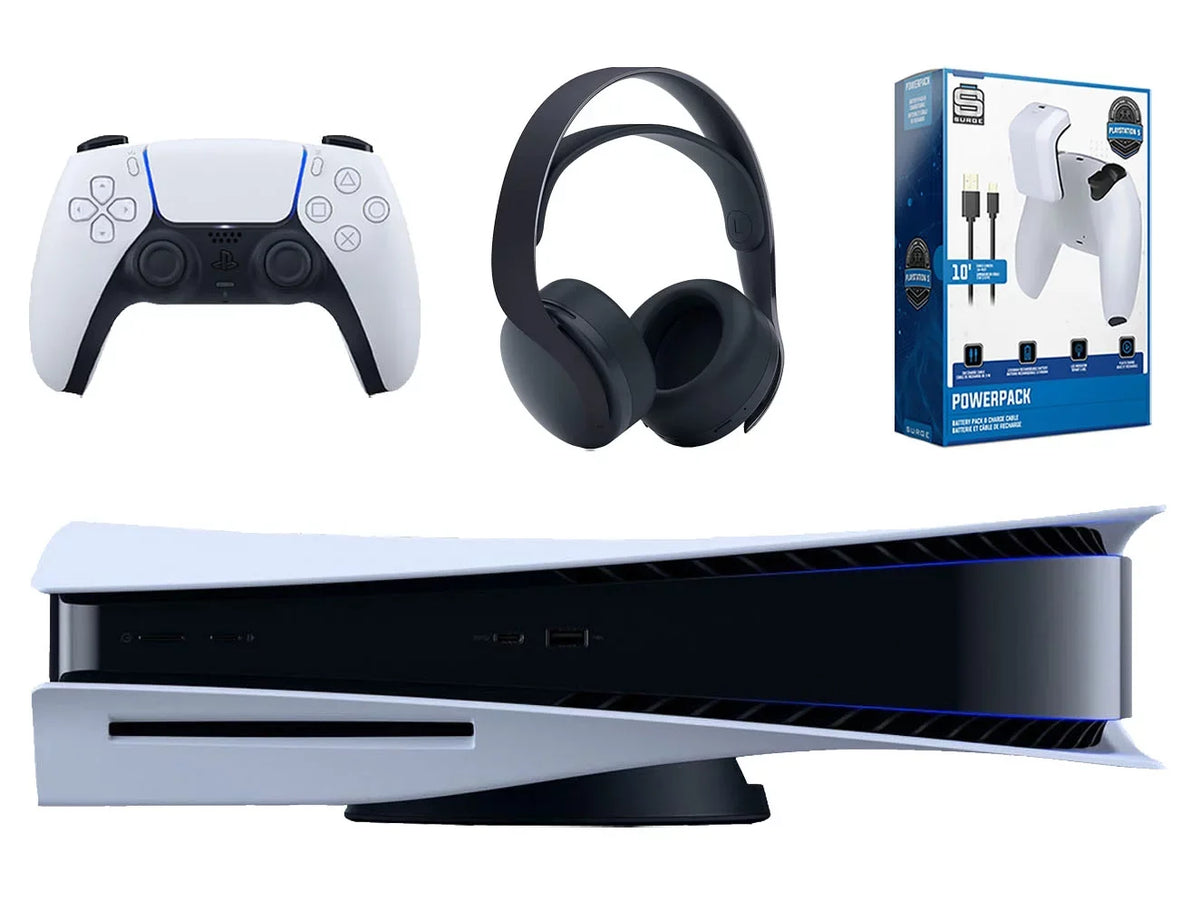 Console Surge with & 5 PowerPack Cable Version Battery Playstation Black Gaming Pack Charge 3D PS5 Disc Headset Wireless and PULSE