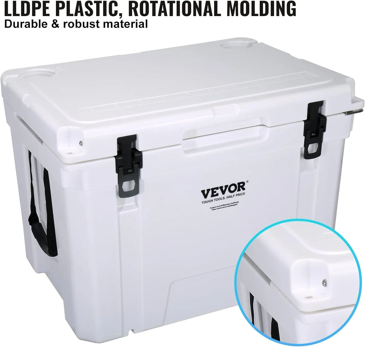 Chest exterior, with Cooler, Box Ice Camping, Duty to Travel, Rotomolded 25/33/45/65 HAOFEI Insulated Keeps Handle, Ice Lunch for Cooler Retention qt, 6 Heavy Portable Hard for up Days Ice