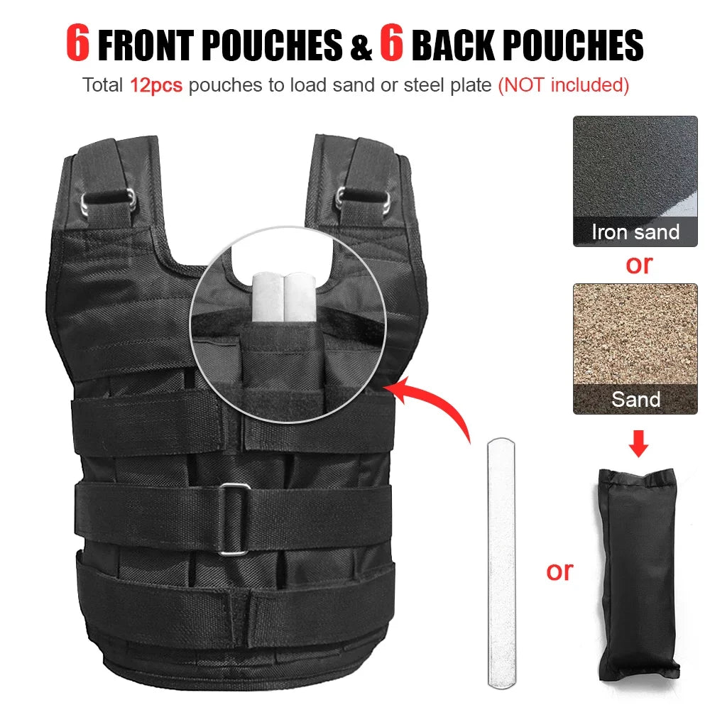 Training Weight Max Loading Cloth Strength Oxford 50kg Vest Jacket Weight Adjustable (Empty) Loading Weighted Exercise Meterk