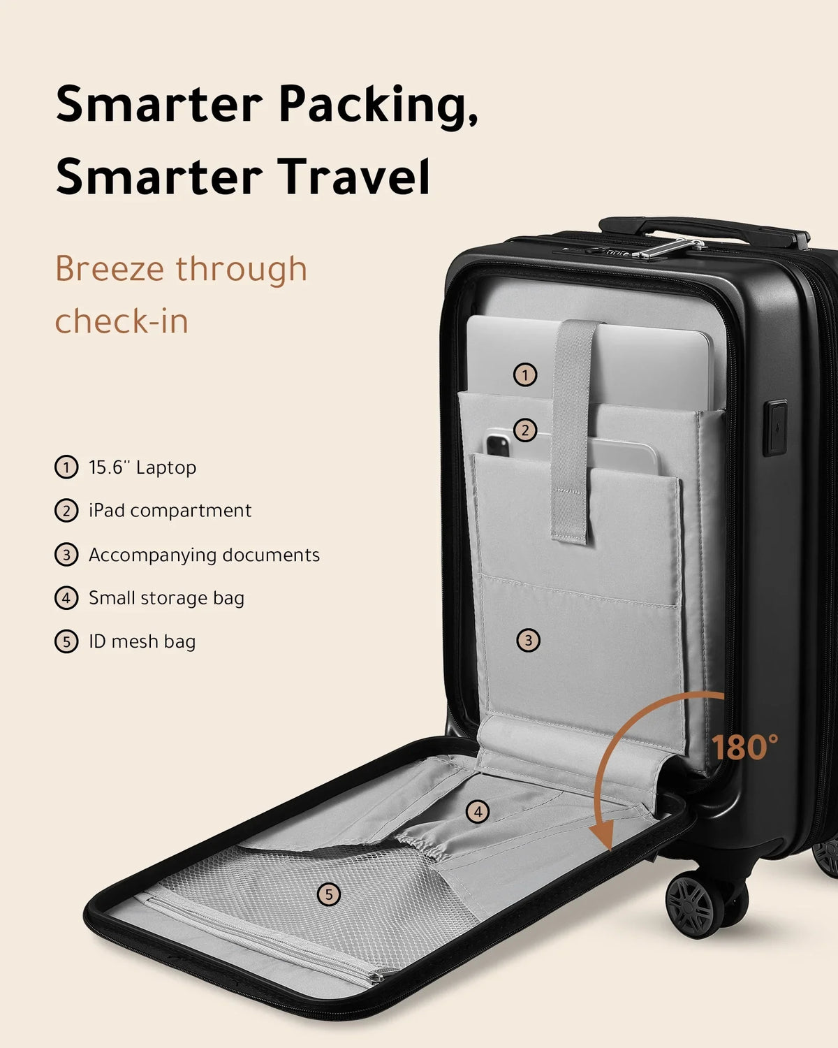 Suitcase LUGGEX on Expandable Front Pocket Port USB with Luggage, Hardshell and Carry