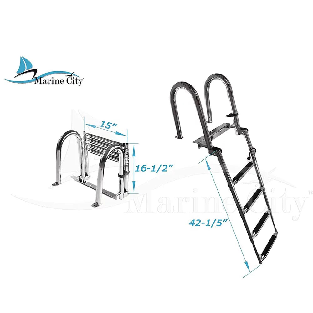 Steel Marine 4 Telescoping Ladder Stainless Transom City Step