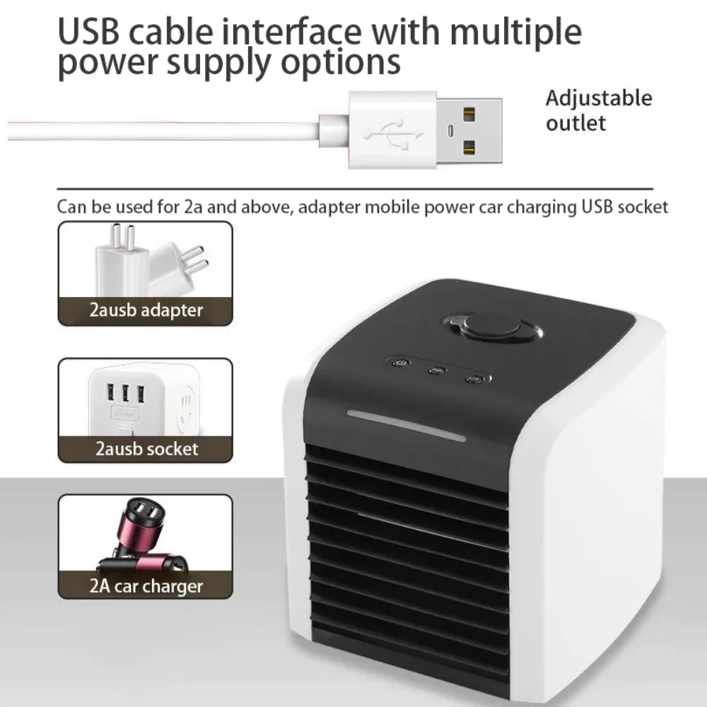 2 with Portable Home Speeds Office Air Air Fan USB Desk Fan, Cooler, Quiet Conditioner, for Rechargeable Mini Evaporative Room Personal