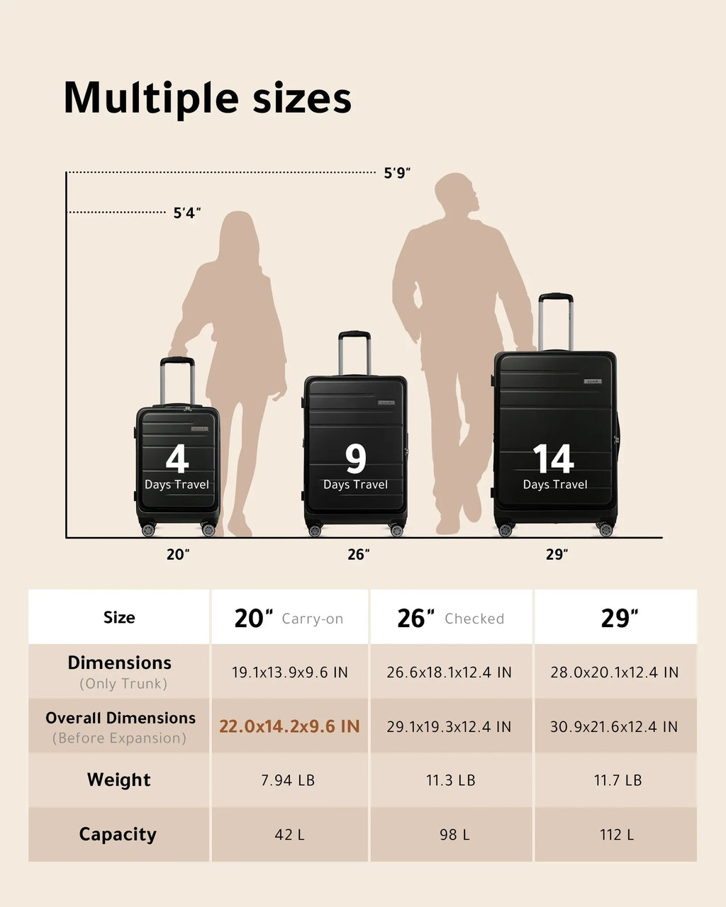 Suitcase LUGGEX on Expandable Front Pocket Port USB with Luggage, Hardshell and Carry