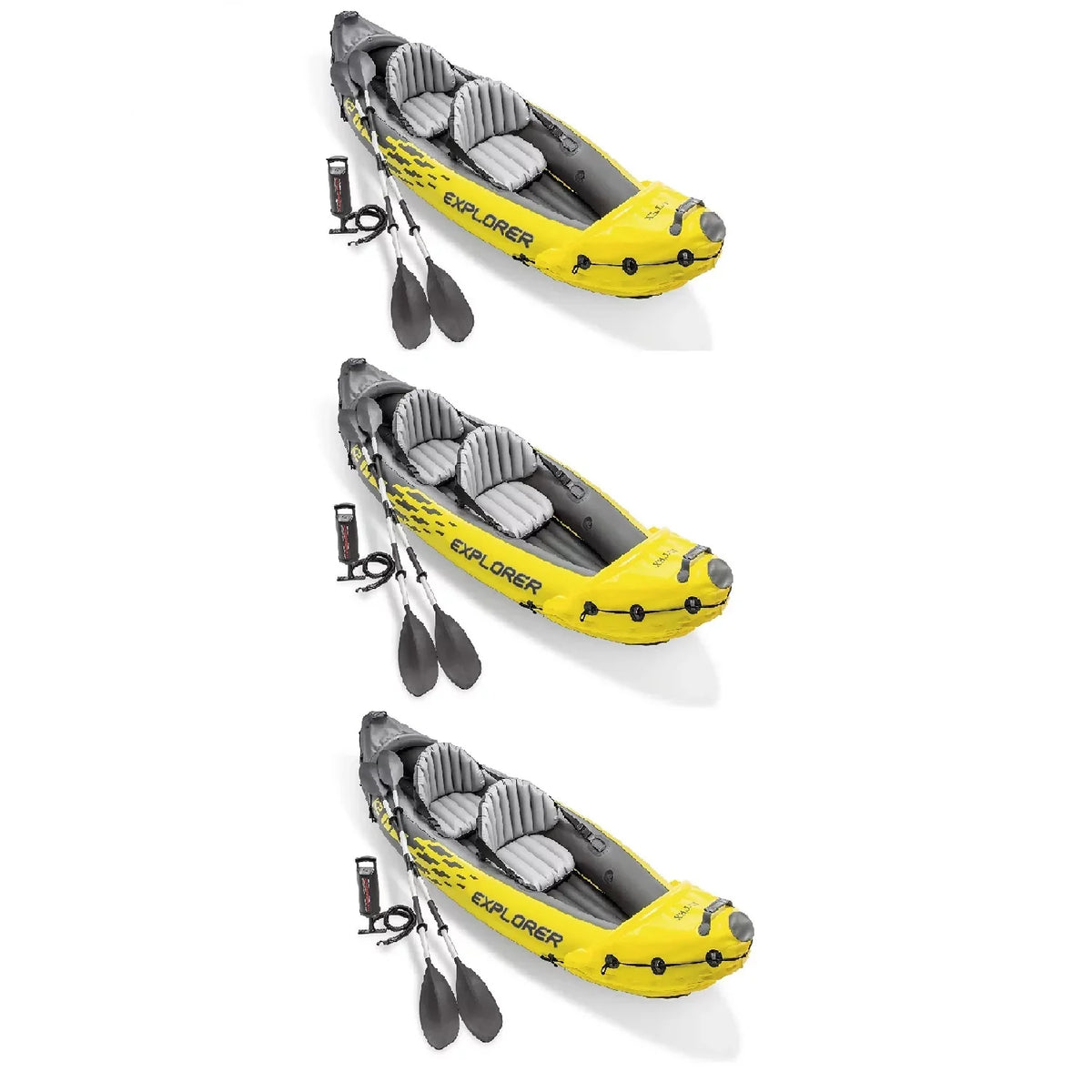 K2 2 Air and Inflatable Yellow Intex Kayak Person (3 Pump, Pack) Set Explorer