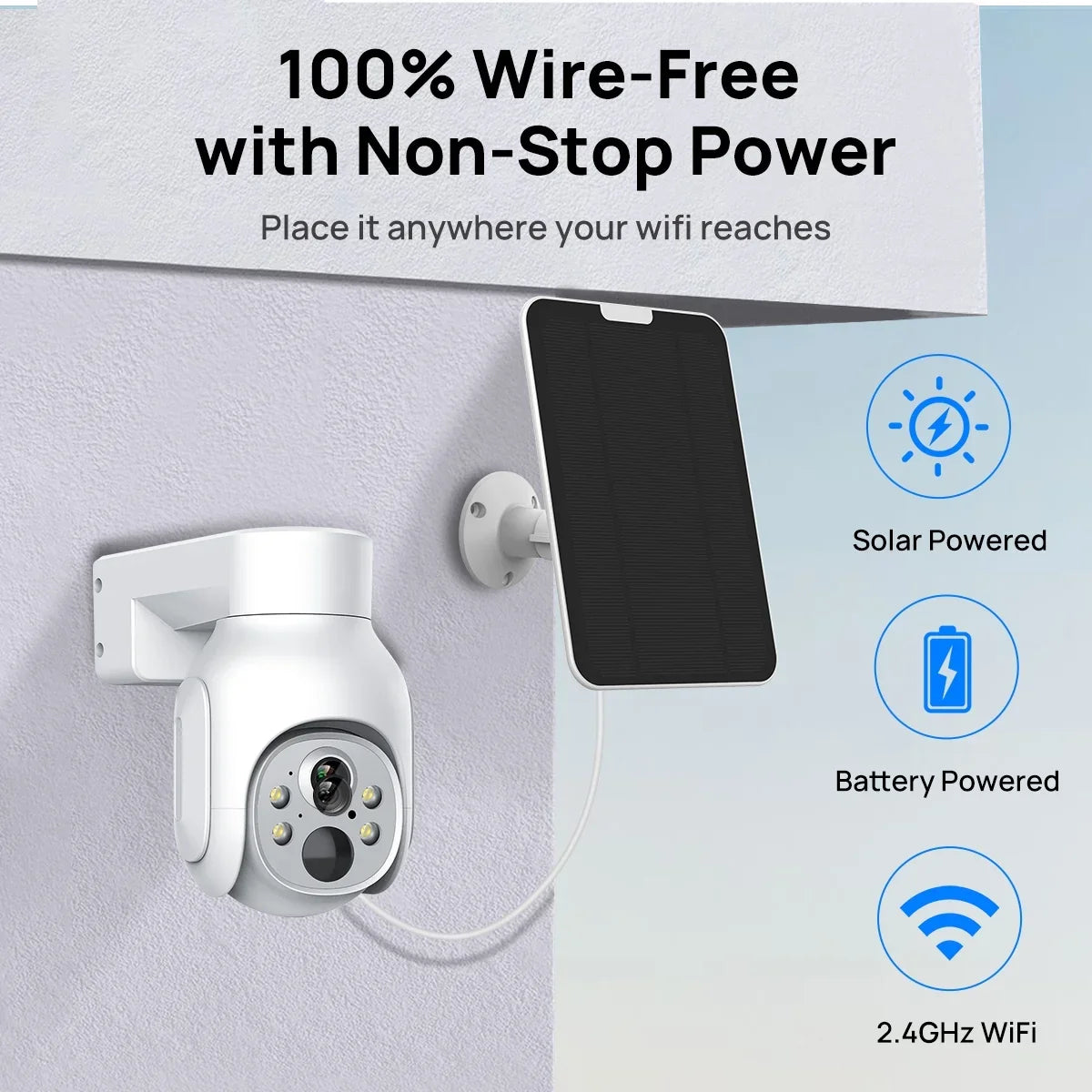 4MP 2Pcs 2.5inch PTZ CCTV 10CH Wireless Battery , Solar System WiFi IP HDD with NVR KIT Panels Camera
