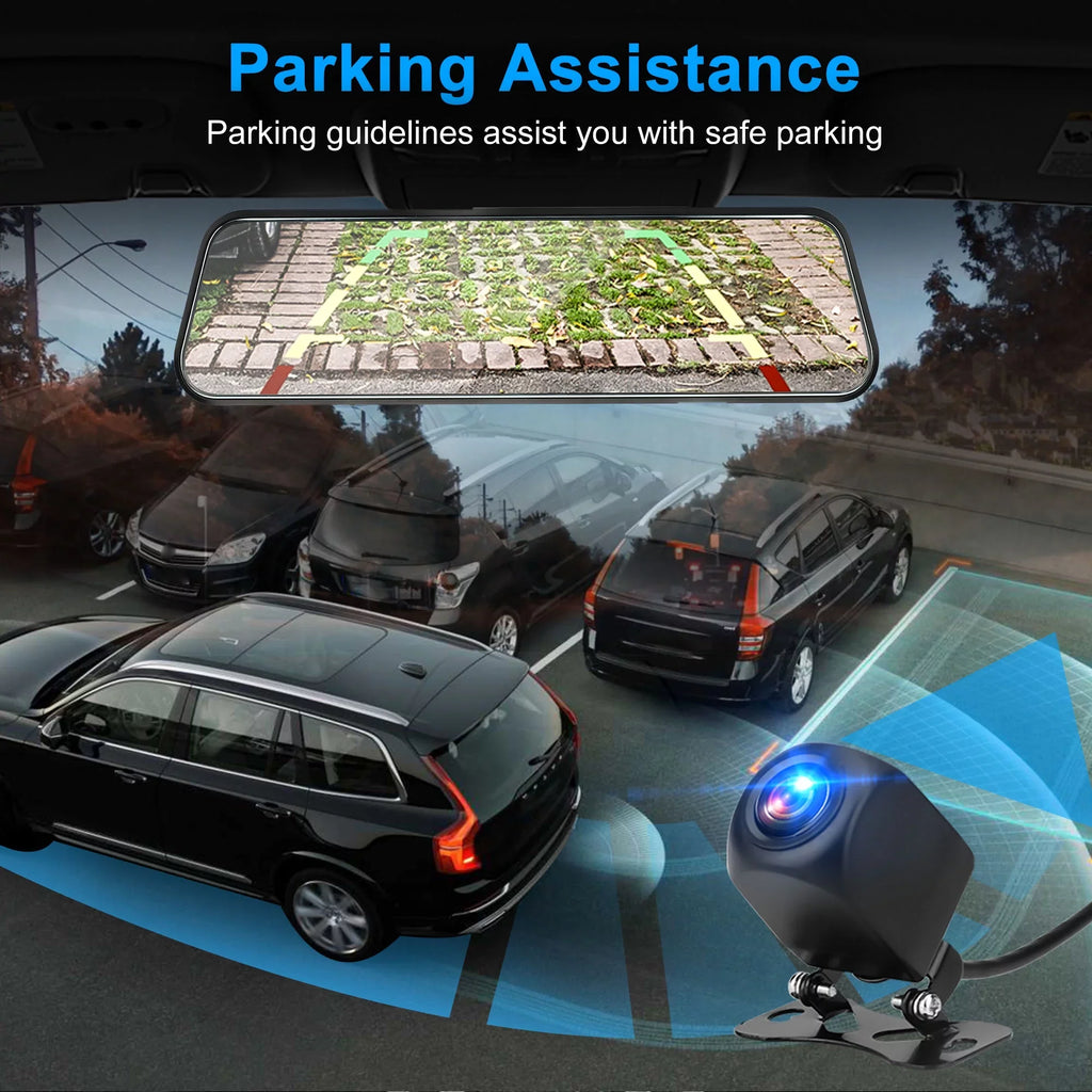 Backup Night Screen Rear 1080P Vision, Camera, IPS Car with G-Sensor, Mirror View Touch Driving Recorder Dual TSV Camera, Dash Cam