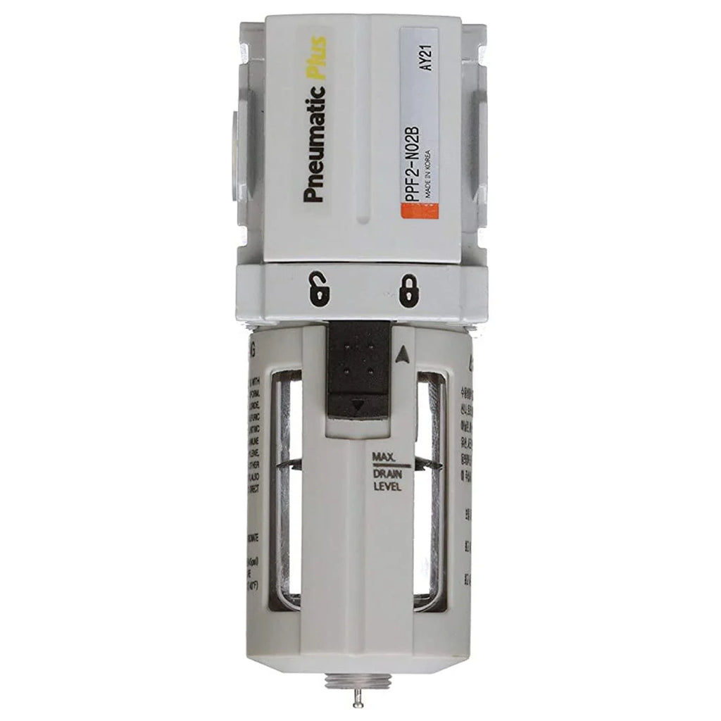 Bowl, Drain, 5 Air Manual Compressed Poly - Miniature Bracket PneumaticPlus NPT Filter PPF2-N02B 1/4" Particulate Micron,