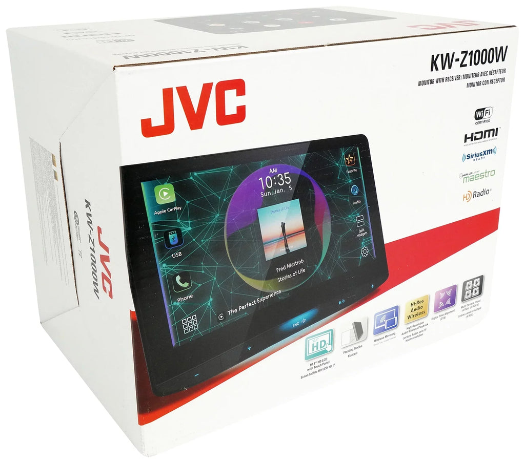 HD 10.1" KW-Z1000W Receiver+Dash Monitor Carplay Cam Car Wireless JVC