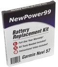 Nuvi with 57 Extended Kit Garmin Full Video Instructions, and Replacement Battery Tools, Battery Warranty Year One Life