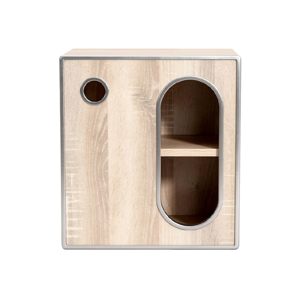 Modern Wooden Storage Cubby with Cut-Out Handles
