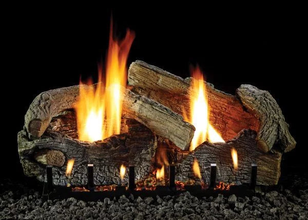 Aged Burner, Oak with 30" LP Glaze Vented Stacked Logset MV Slope