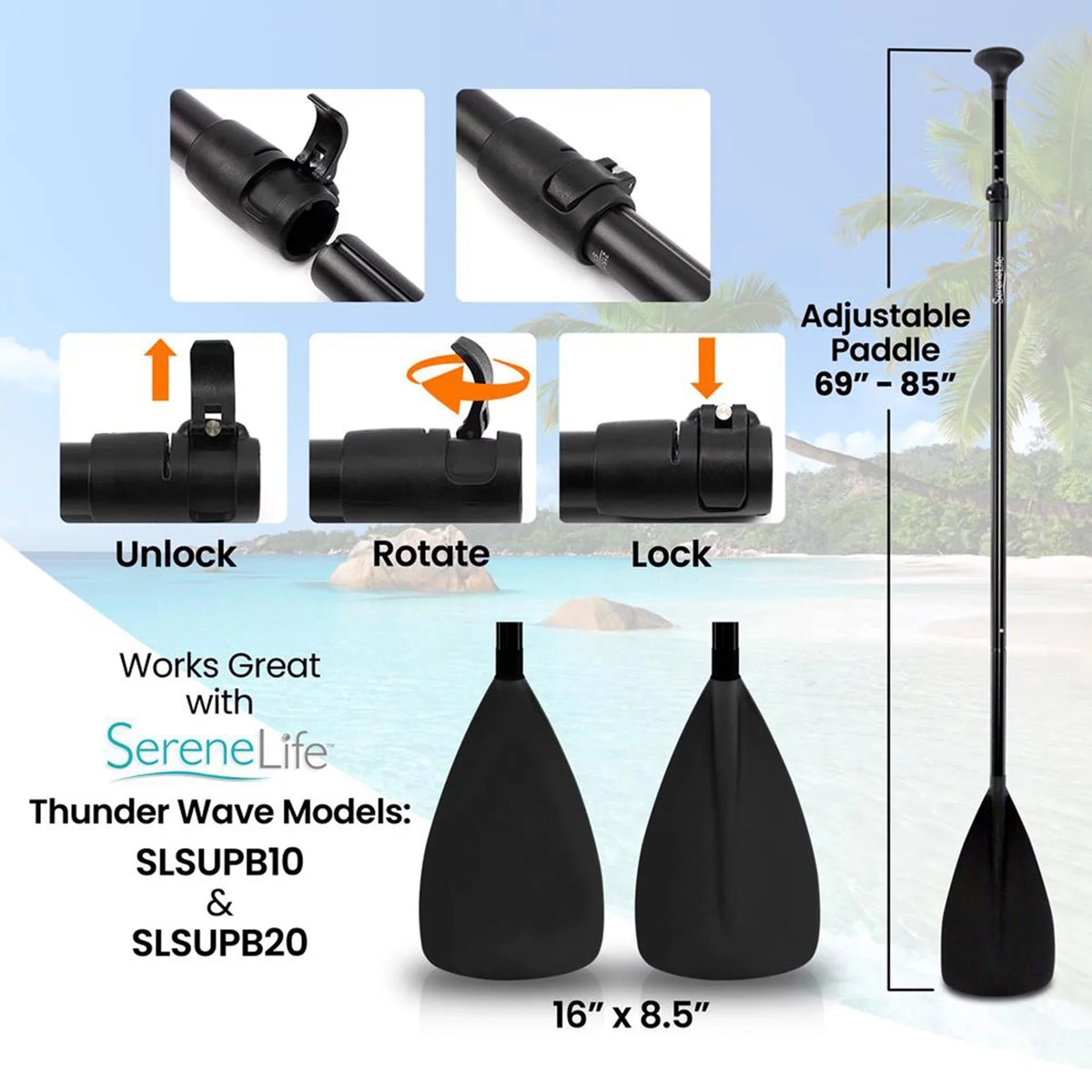 with Adjustable Boards Up for Stand Universal Paddle Height Oar Serenelife