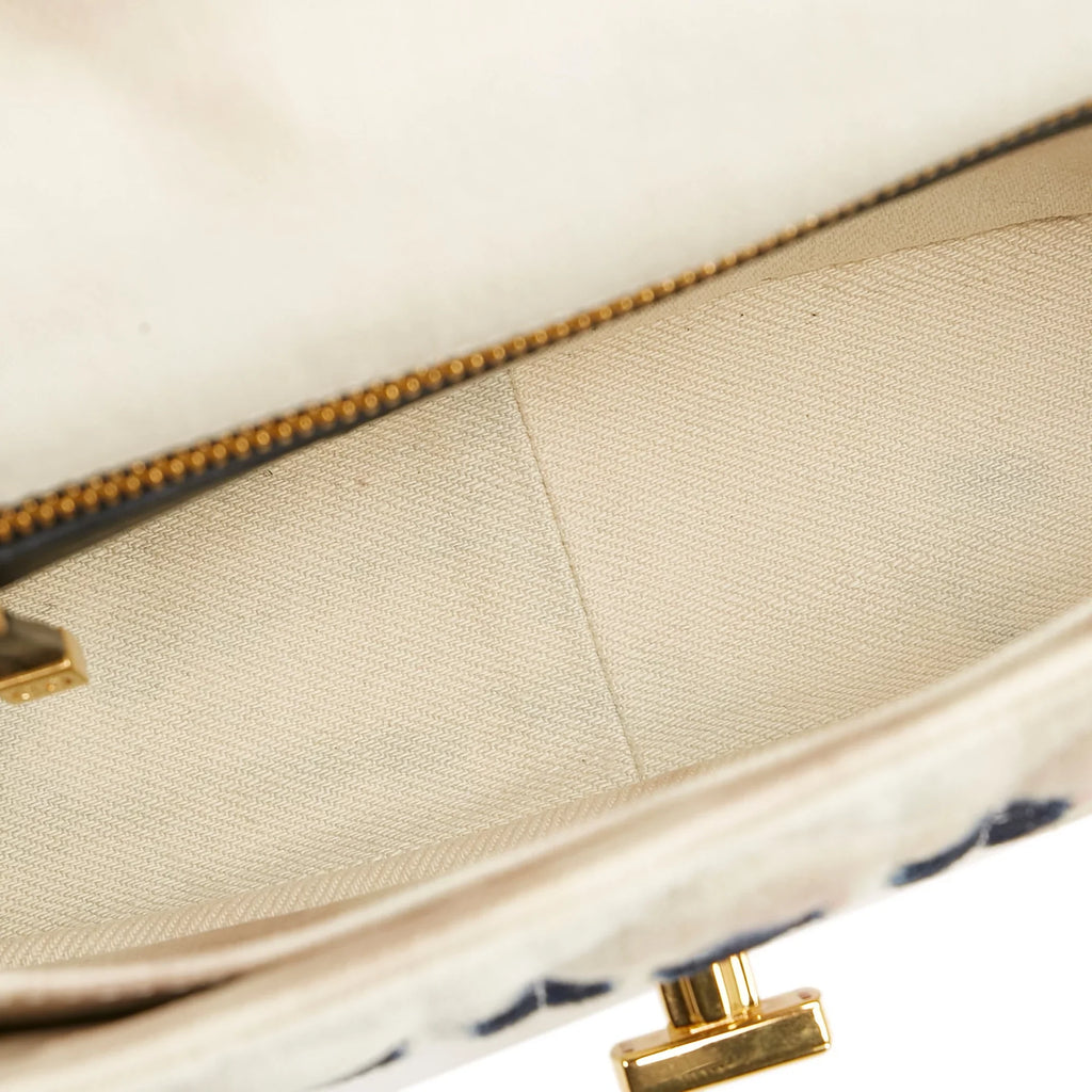 Tie White Authenticated Fabric (Good) Unisex Dior Bag Small Denim Pre-Owned Caro Dye Crossbody
