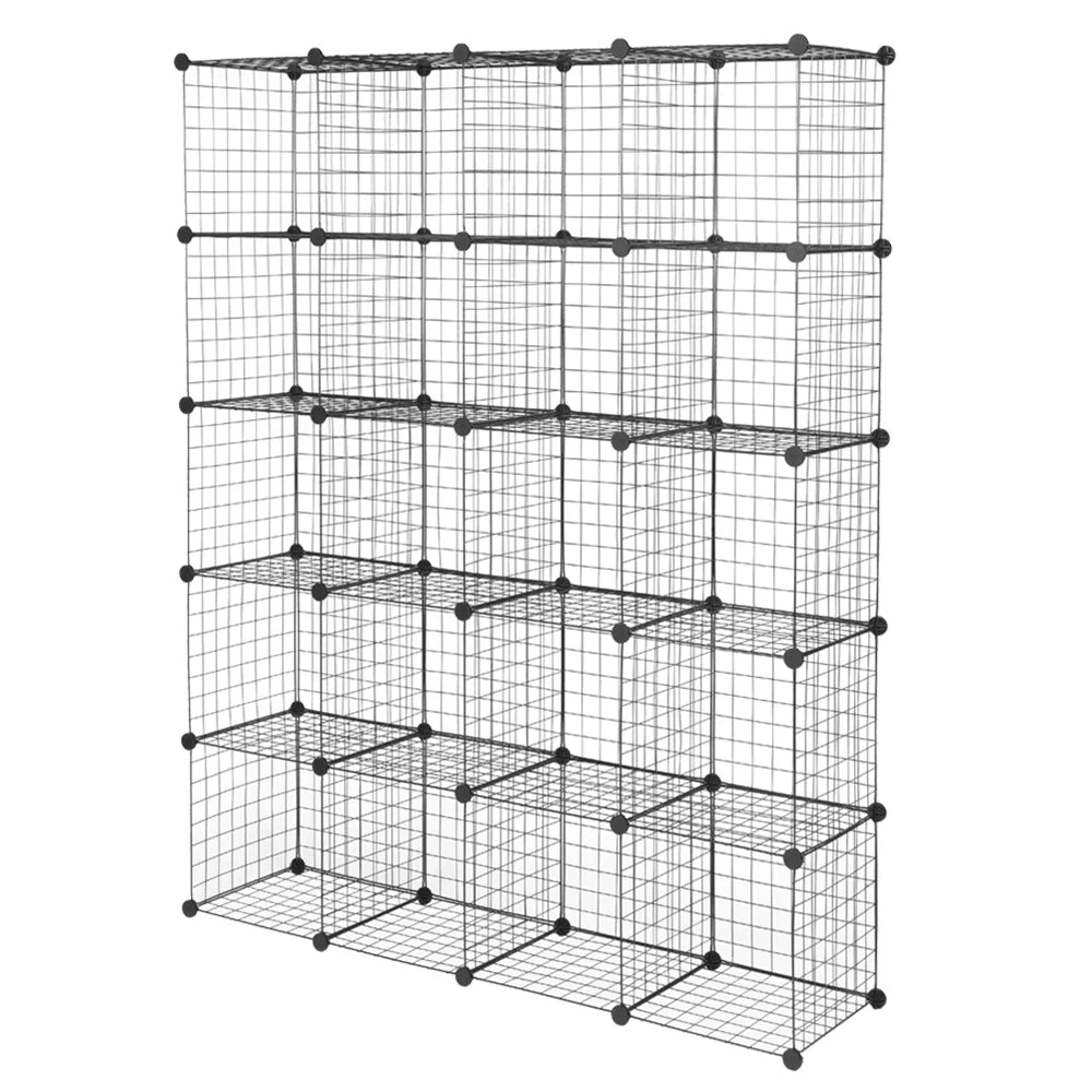 Black Organizer Grid Metal 20-Cube Shelving Storage Modular Unit Bookcase Cubbies