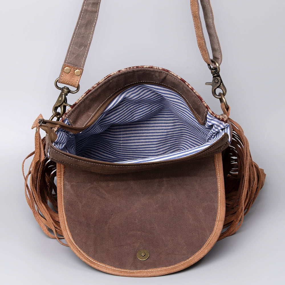bag KB purse women Cross western Body Upcycled handbag Hair-On OHLAY Canvas KB483 Genuine Leather