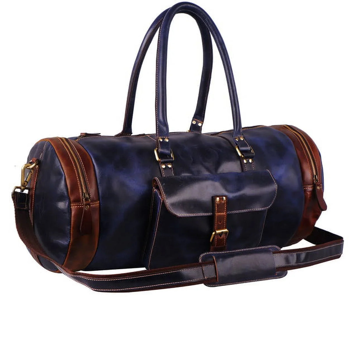 22" Gym Bag Blue MaheTri Leather Weekender for Sports Bag Travel Bag Duffel