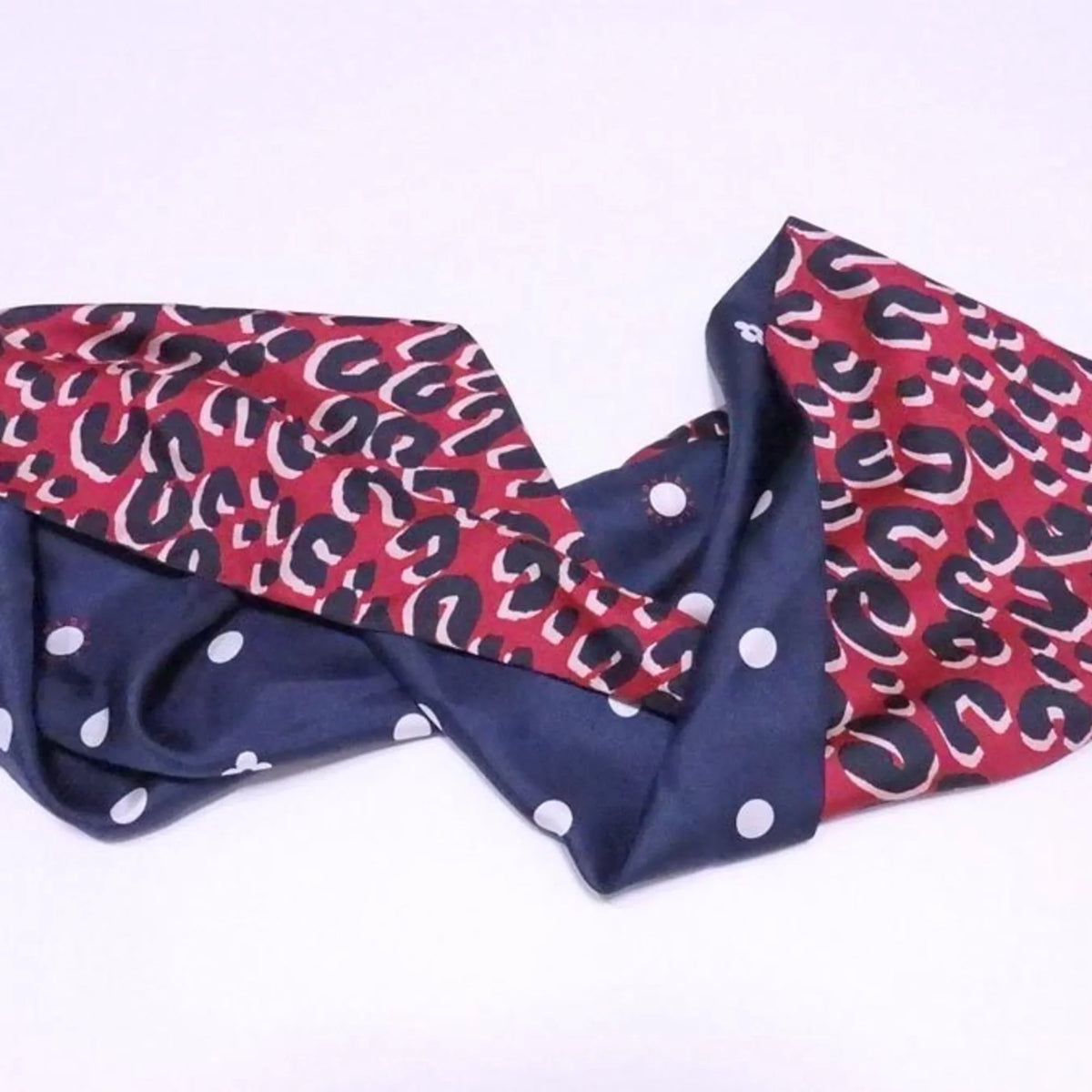 Pre-Owned Scarf M74608 Navy Women's (Good) 100% Red x Leopard Snood Multicolor Silk