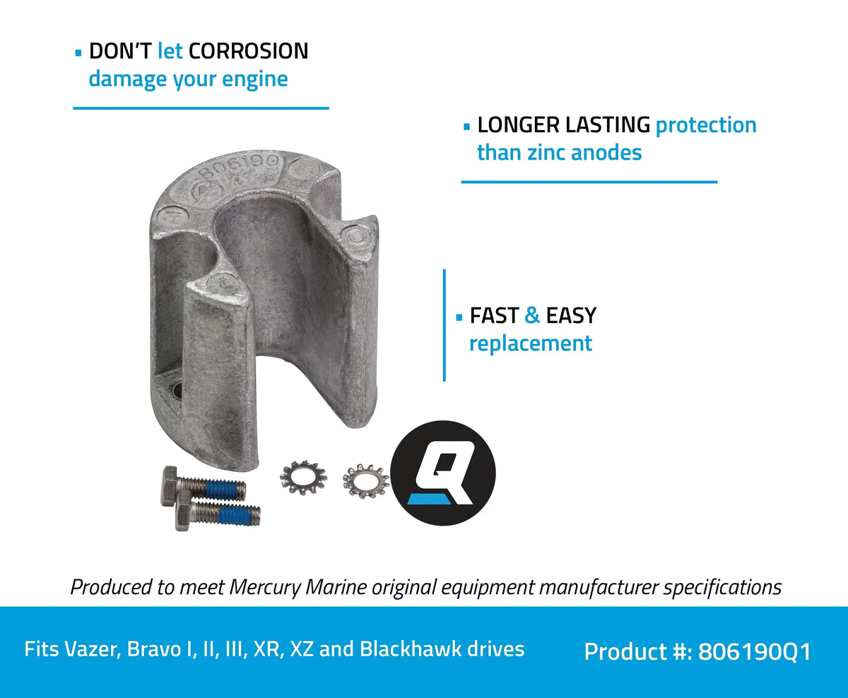 Trim 806190Q Aluminum Cylinder Anode 1 Quicksilver Kit