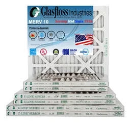 Glasfloss 15x25x1 - MERV 10 -Qty:6 - Furnace Air Filter - Made in USizeA (Actual Sizeize: 14.5 x 24.5x7/8 inch)