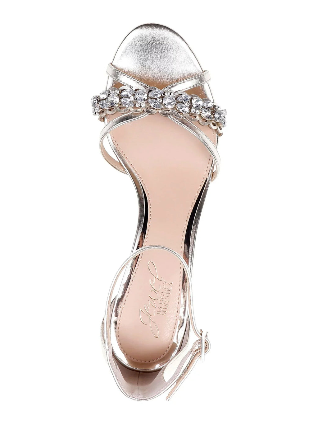 Sandals MISCHKA Rhinestone Toe Buckle 7 BADGLEY Shoes Silver Giona outfit Cushioned Heel JEWEL Womens Block Round