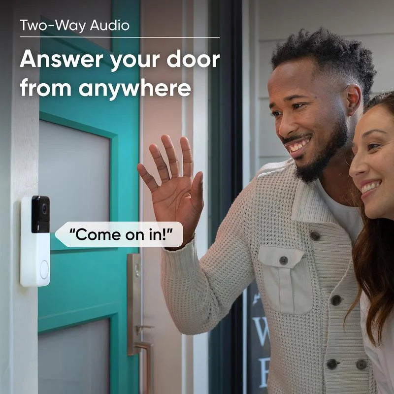 w/ Battery, 2-Way Works Color Sticks Wyze Alexa 1:1 Video to w/ Doorbell Audio, Walls, Night Doorbell Aspect Ratio, QHD Video, — Pro and Adhesive Vision, Assistant Camera Wireless