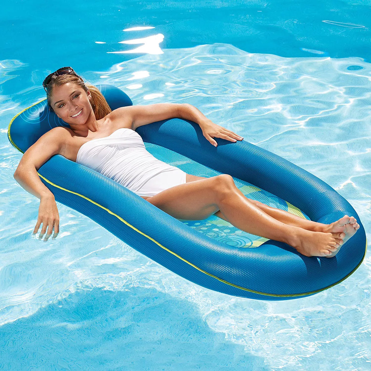 Leisure Aqua Waves Bubble Lounger, Comfort Inflatable Float Pool Lounge liquid