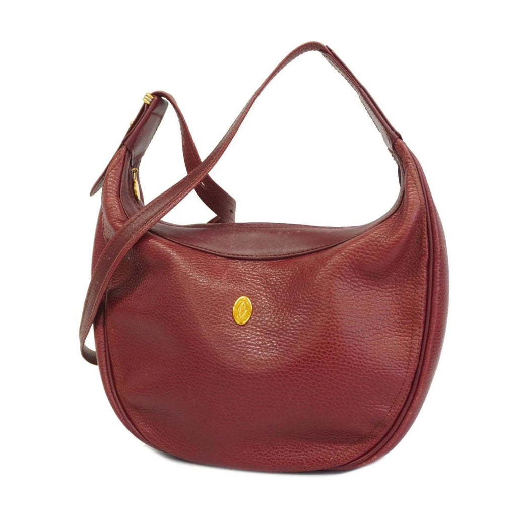 Bag Leather Cartier Pre-Owned Shoulder Red Ladies Must (Good)