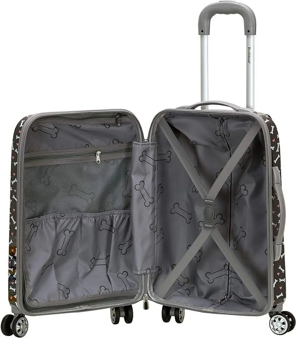 Hardside MULTICOLOR Rockland - PUPPY/ Box 20" Spinner Luggage Carry-On Vision Wheel Open