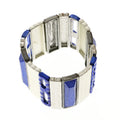 Blue Designer Lyons & Erica Silver-Tone Stretch-Bracelet