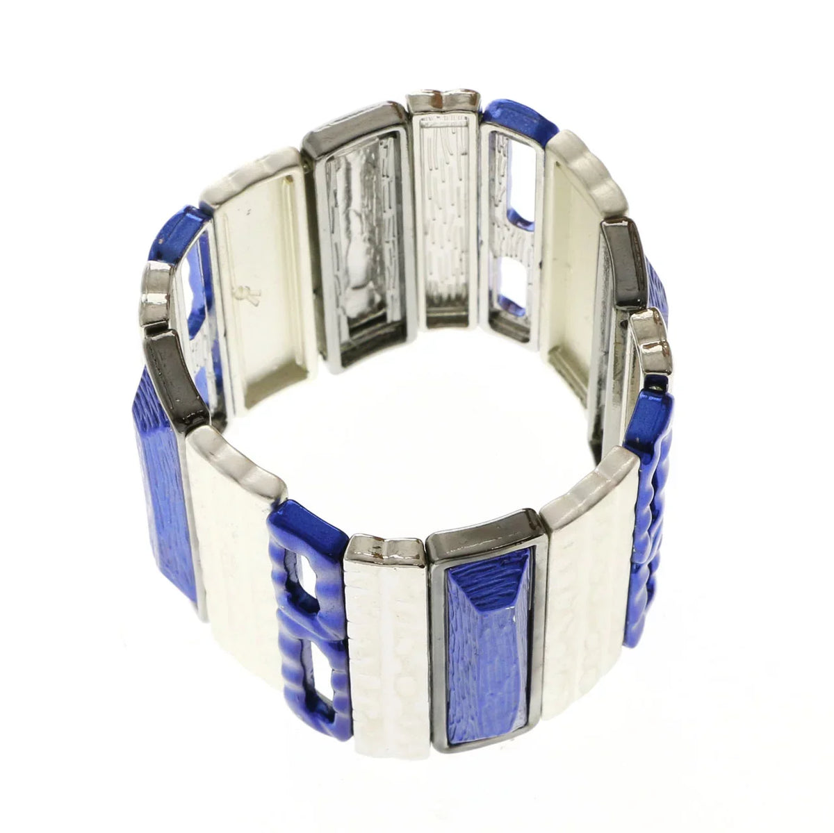 Blue Designer Lyons & Erica Silver-Tone Stretch-Bracelet