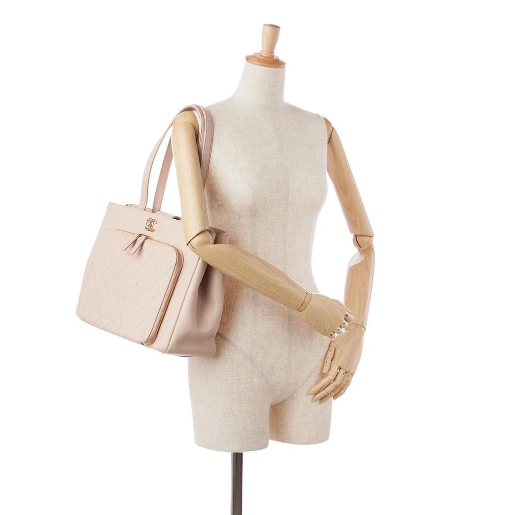 Tote Shopping Affinity Unisex Authenticated Tote Caviar Business Pink Bag (Good) Pre-Owned Leather