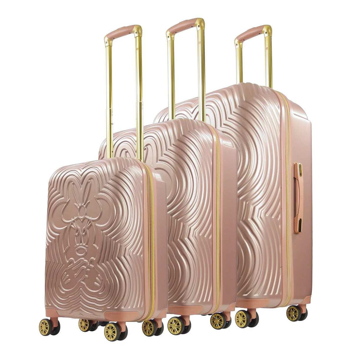 Luggage 3 Hardshell and 21, 25 Piece Disney Set, Rose Inch, Wheels, Rolling Gold with Mouse Suitcase 29 Molded Minnie