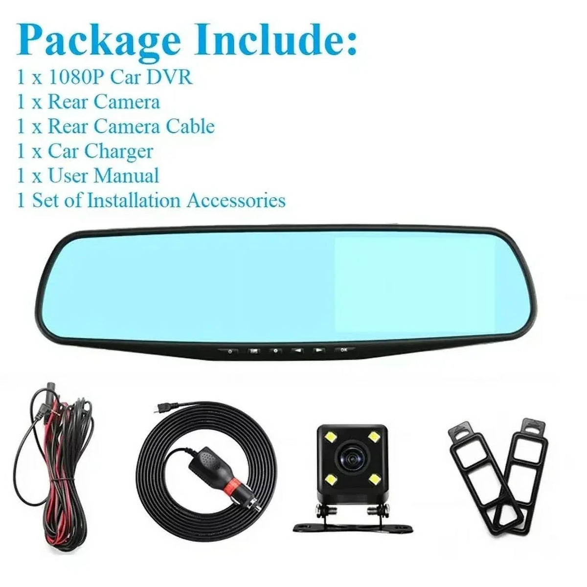 Rear Rearview Cam Car Car Lens Monitor, 4.3" Front Dash Motion Cars Parking Trucks, Night Camera G-sensor, 170°Wide Cam Monitor, Detection Dual Mirror Vision, 1080P Angle DVR for