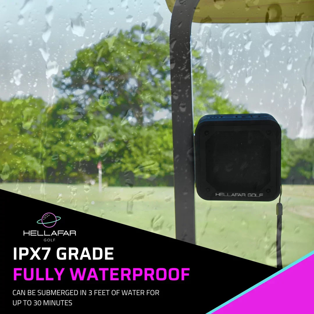 '- System, Magnetic Black Golf Cart Speaker Hellafar Golf Mounting Speaker, Bluetooth Waterproof, IPX7