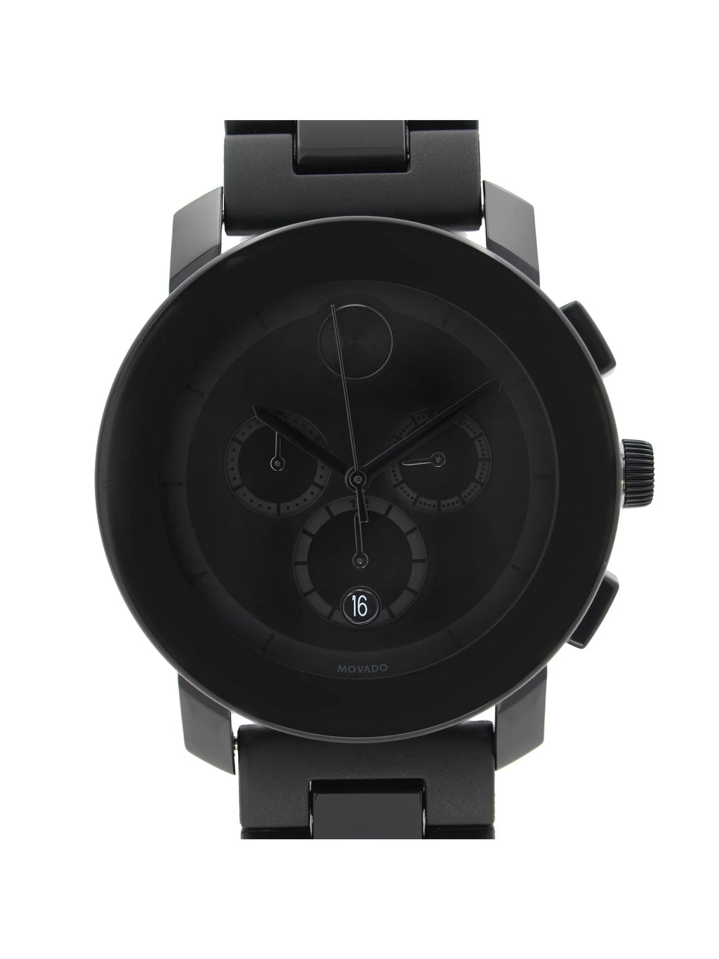 Steel 43mm Dial Movado Mens 3600048 Resin Black Quartz Plastic Watch Bold