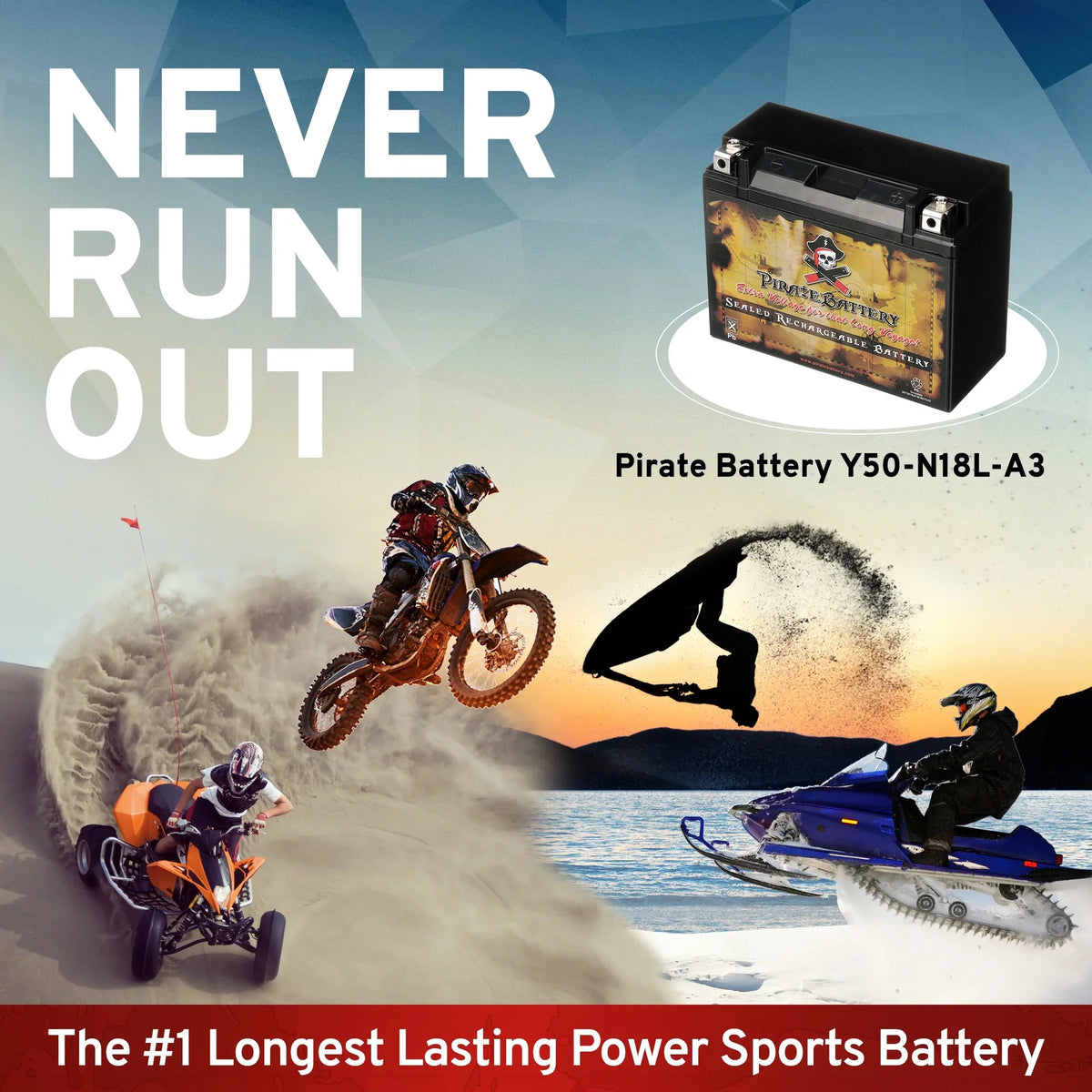 for Y50-N18L-A3 Yamaha Venture/royale 12 1300cc Xvz13 Volt,20 Pirate Ah, Battery CCA) 260 Battery 1987 Motorcycle (50-N18L-A3