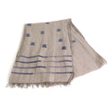 Greige/Blue Hermes Logo Cotton/Silk/Polyester Pre-Owned HERMES (Good) Shawl Scarf H Unisex e55881a