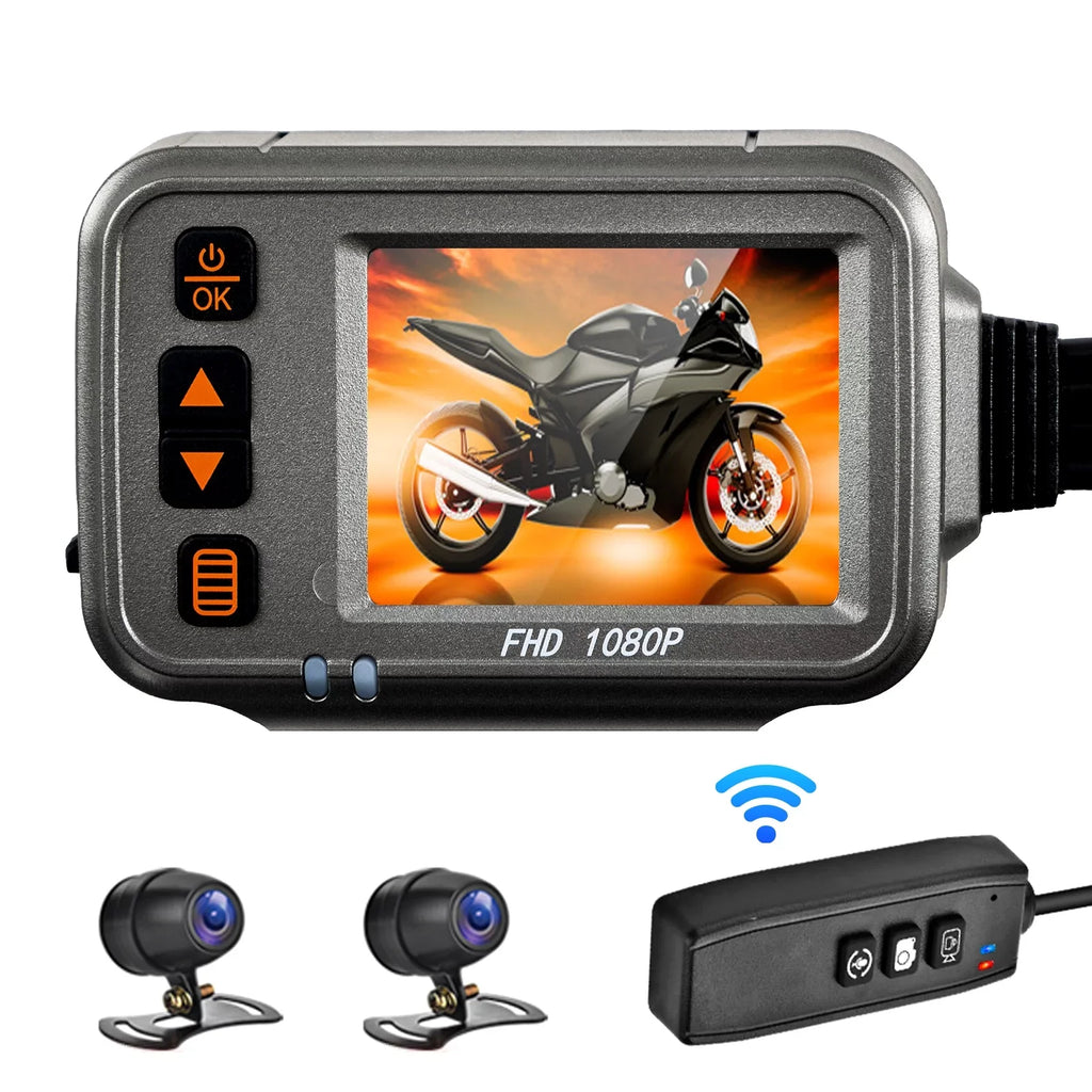 Vision Angle,Parking storage Waterproof Full Dual Recording 32G Flameout With Night Timed Body moobody Motorcycle card Motorbike Camera Dash Wide Monitoring, After 1080p ,120° Cam,WiFi
