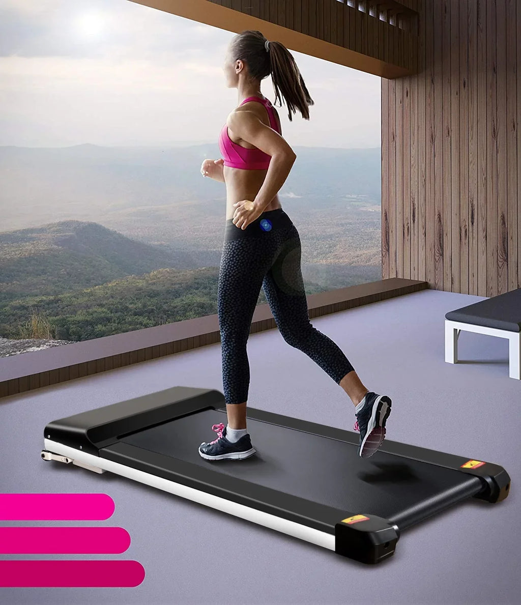 Display Portable without Running & APP, and Black Walking LDE with Space Desk for Treadmill Treadmill Under Pad Assembling Sport Small Flat Machine Apartment Slim