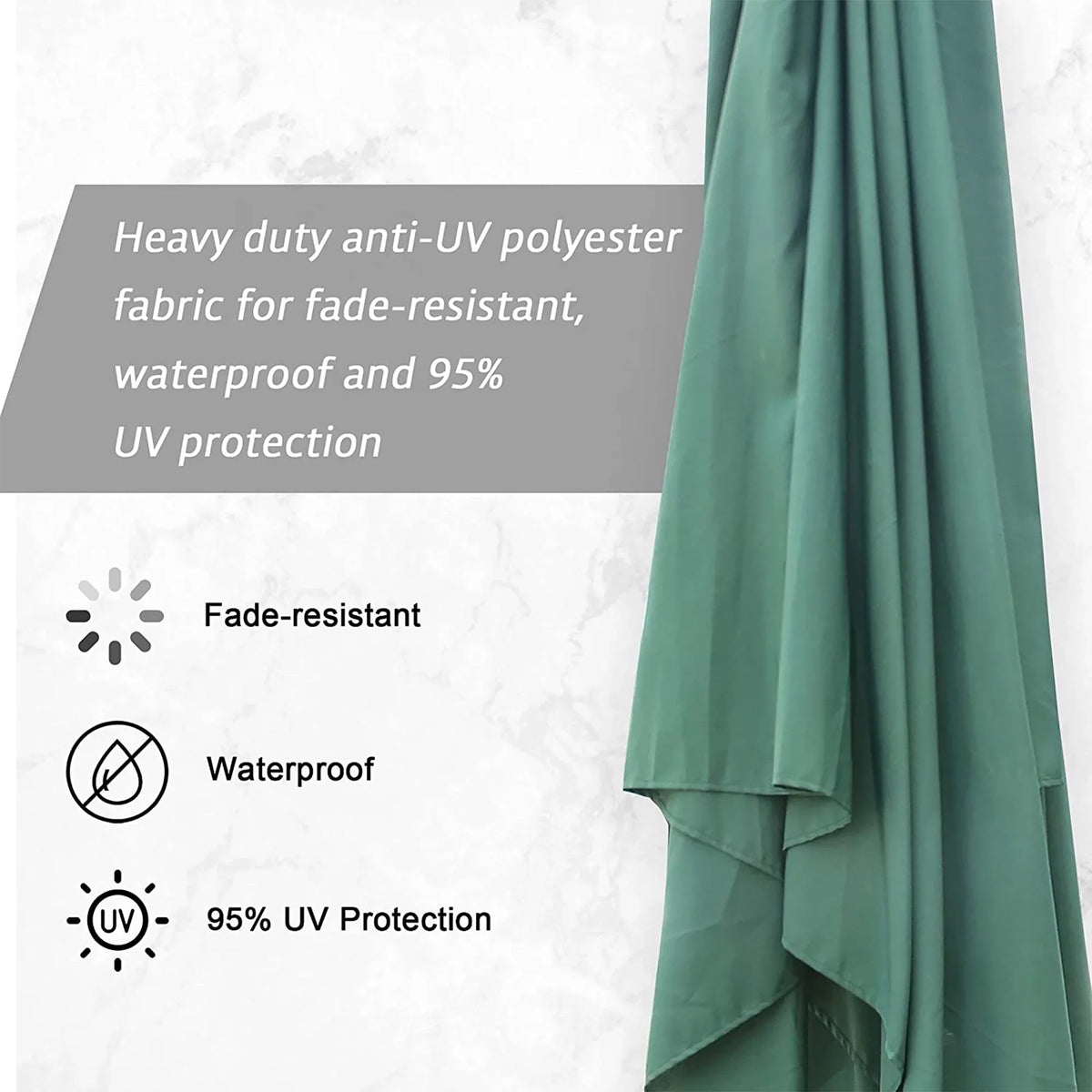 FT Umbrellas Hanging Adjust and Poolside, Easy 10 Tilt Backyard, exterior Garden, PRODUCT for KARMAS Green Polyester Offset Umbrella Patio Lawn