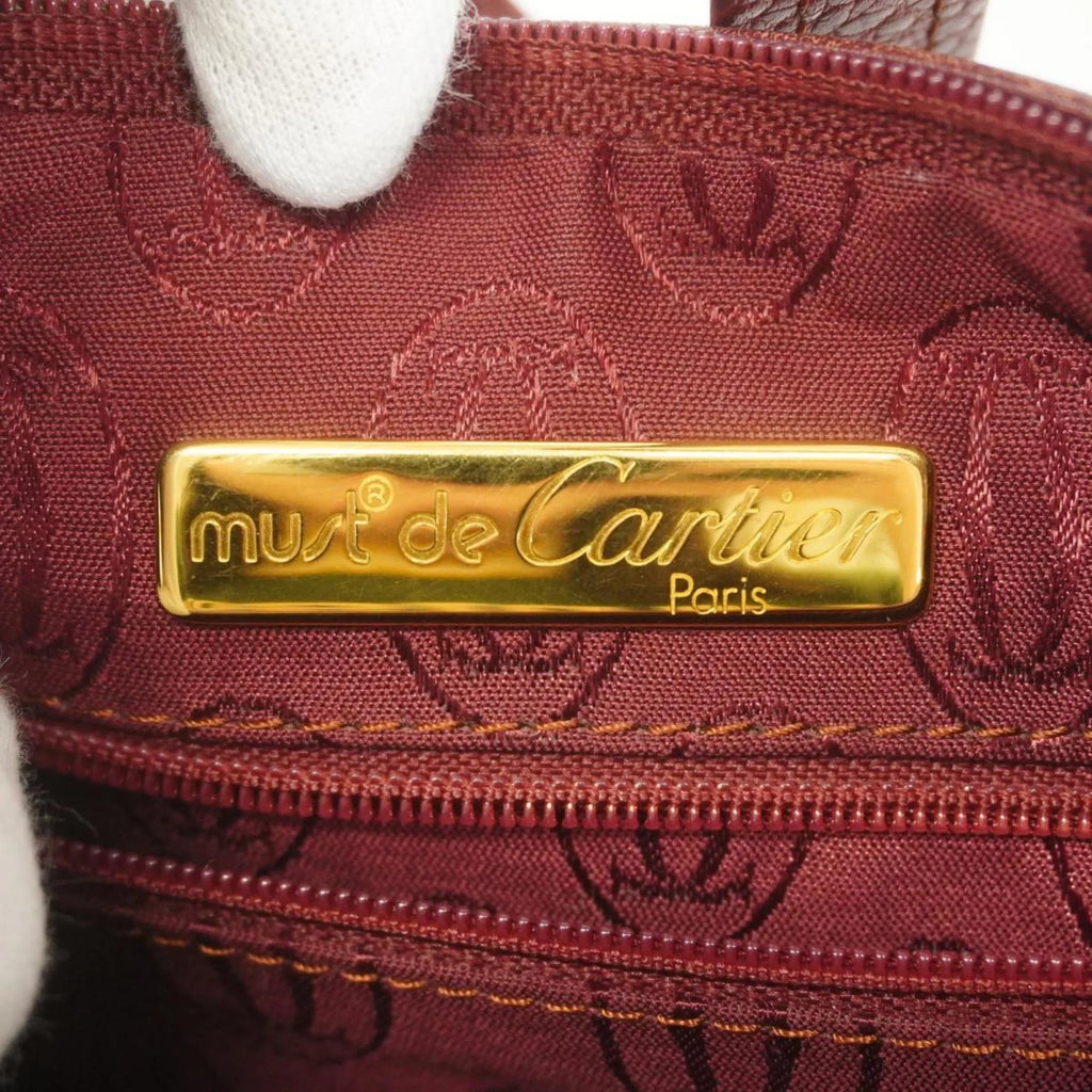 Bag Leather Cartier Pre-Owned Shoulder Red Ladies Must (Good)