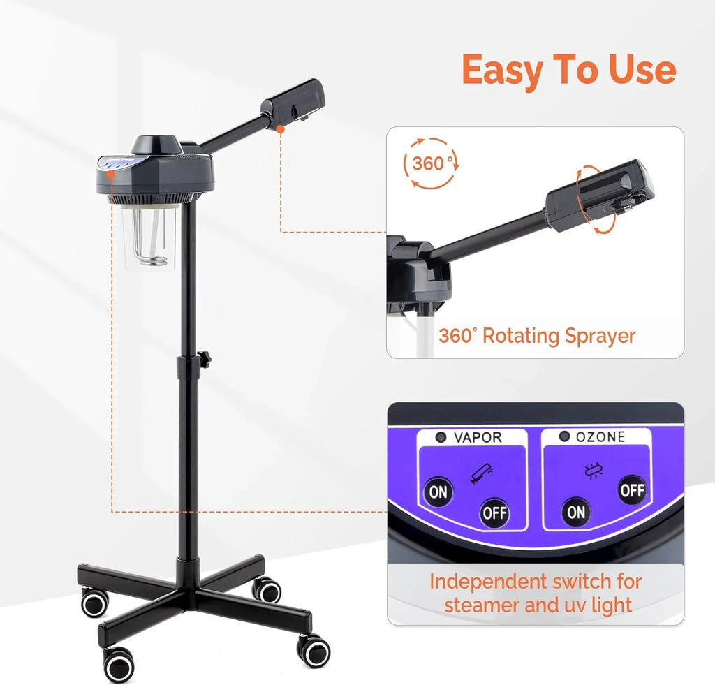 Home, Steamer Hot for Cleaning Sprayer, Care Deep Personal Beauty Steamer, Ozone Spa Facial with Rotatable Mist Salon Professional Steamer Face Esthetician Skin