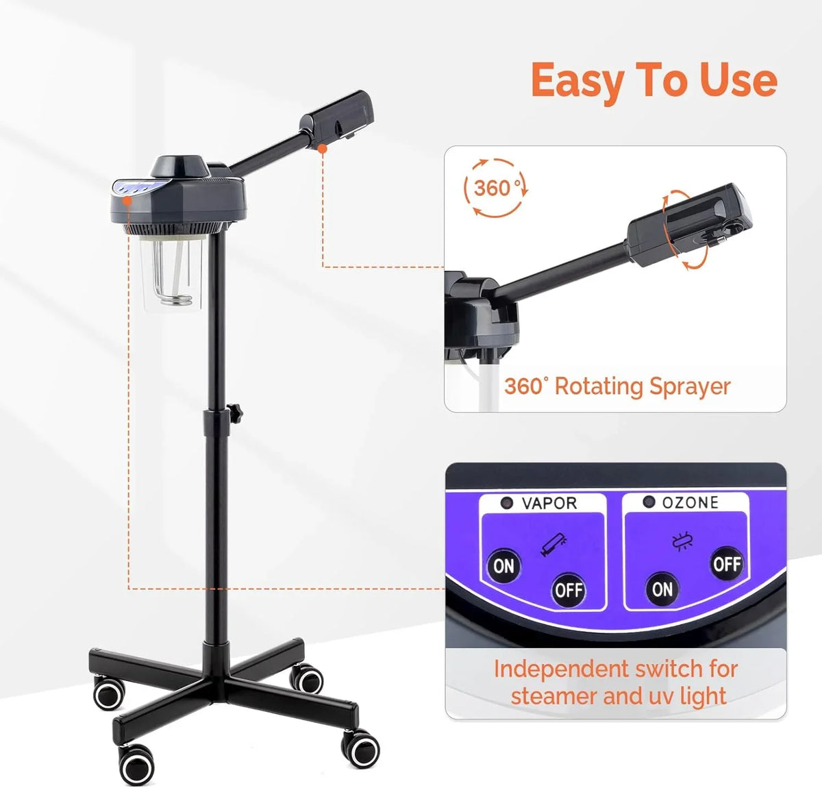 Home, Steamer Hot for Cleaning Sprayer, Care Deep Personal Beauty Steamer, Ozone Spa Facial with Rotatable Mist Salon Professional Steamer Face Esthetician Skin