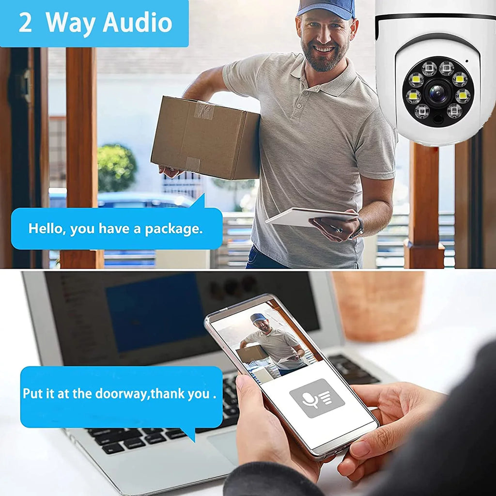 Remote Camera, Night PCS) 1080P Wi-Fi Degrees E27 Surveillance exterior Light 360 View Camera, Full-Color Security Bulb Camera, Vision(2 Phone and Camera Mobile