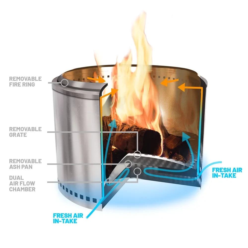 Steel Duraflame™ Stainless Smoke Fire 19" Pit, Low