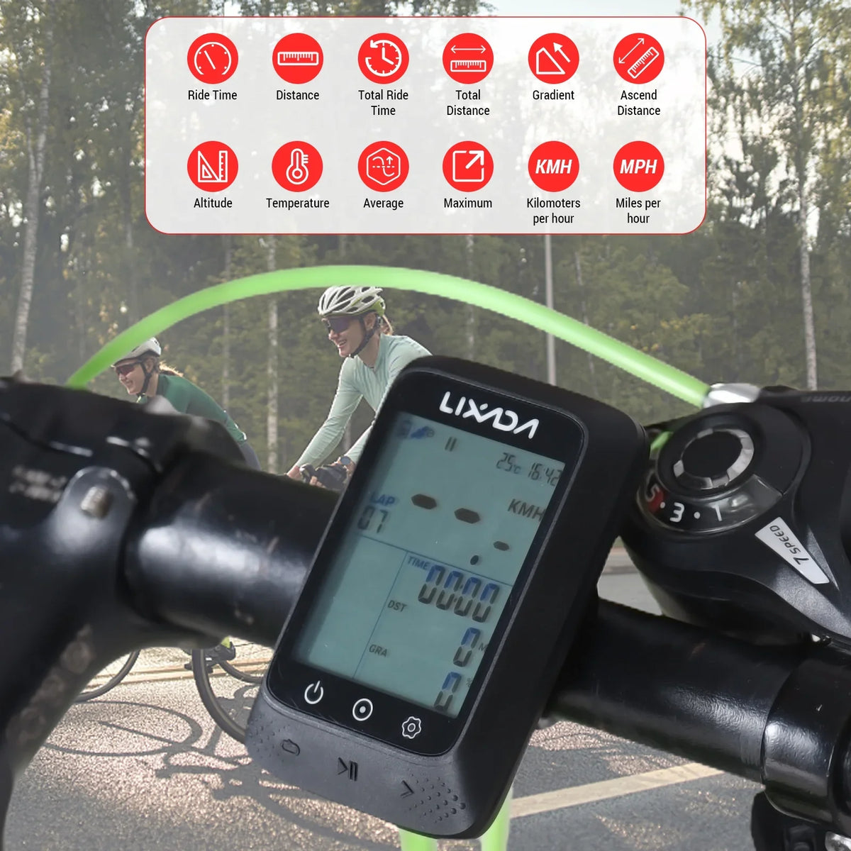 Compatible Computer ANT+ Altitude Waterproof Lixada Wireless Bike Gradient BT 2.3in Sensor Strava with GPS APP